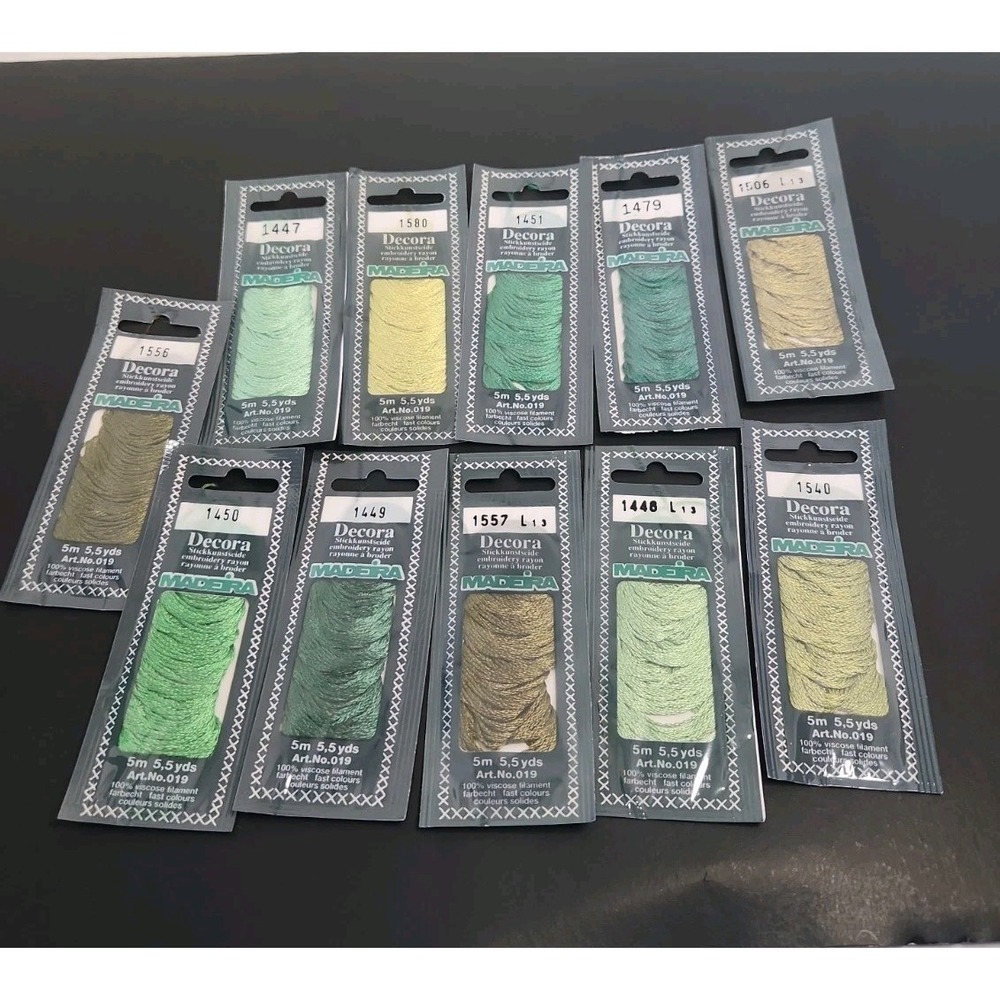 11‎ Packs Madeira Decora Rayon Embroidery Floss Thread Lot Green Hues Art 019